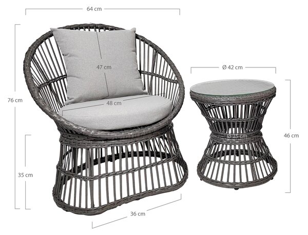 Set mobilier de grădină Naderia (gri). 1147244