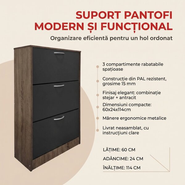Pantofar Savaz, Lemn, 60x24x114 cm