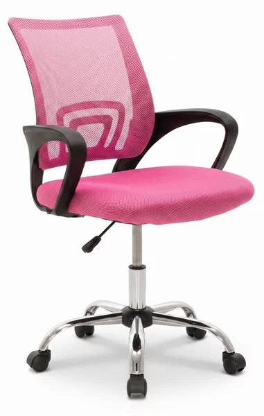 Scaun de birou cu functie de înclinare Berto II, Mesh, Roz-Negru, 60x48x85-95 cm