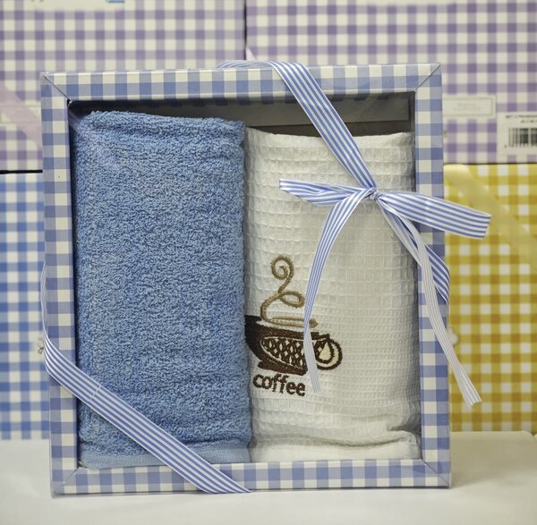 Set 2 prosoape bucatarie cu broderie -100% Bumbac 40x60 Cm