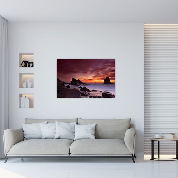 Tablou cu apus de soare pe mal (90x60 cm)