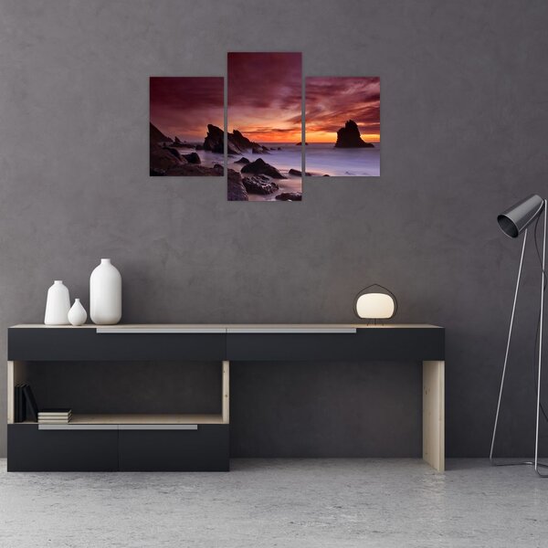 Tablou cu apus de soare pe mal (90x60 cm)