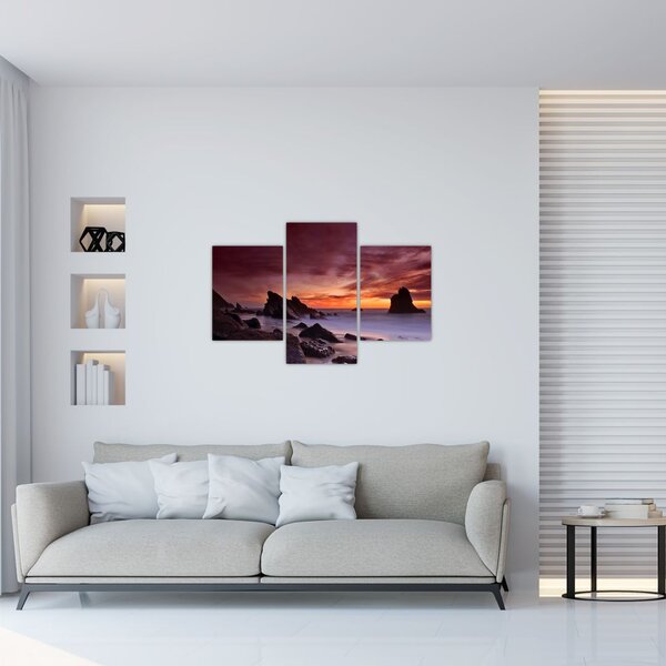 Tablou cu apus de soare pe mal (90x60 cm)