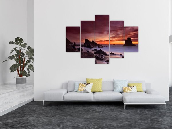 Tablou cu apus de soare pe mal (150x105 cm)
