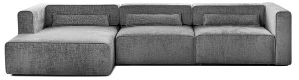 Colțar Extensibil 5 locuri ZANETTO, cu ladă de depozitare, 340x157x70 cm, Gri-Onyx / Stanga