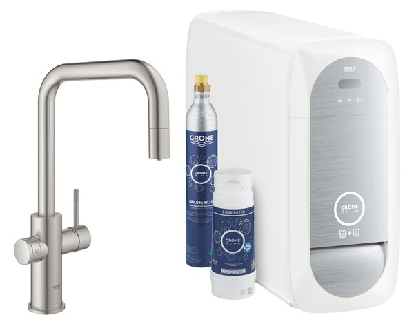 Grohe Blue set starter cu baterie bucătărie pe picior SuperSteel 31543DC0