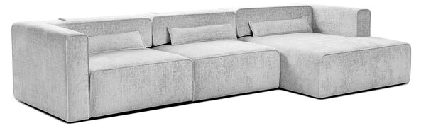 Colțar Extensibil 5 locuri ZANETTO, cu ladă de depozitare, 340x157x70 cm, Gri-Argintiu-Onyx / Dreapta