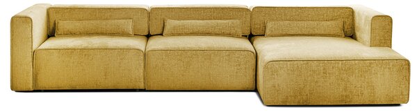 Colțar Extensibil 5 locuri ZANETTO, cu ladă de depozitare, 340x157x70 cm, Galben-Onyx / Dreapta