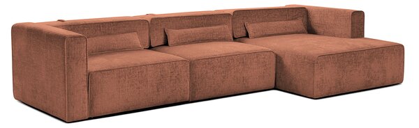 Colțar Extensibil 5 locuri ZANETTO, cu ladă de depozitare, 340x157x70 cm, Bordeaux-Onyx / Dreapta