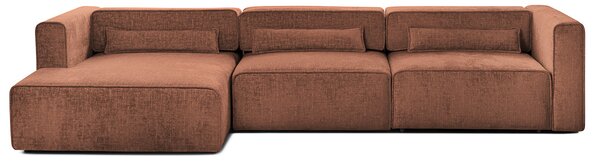 Colțar Extensibil 5 locuri ZANETTO, cu ladă de depozitare, 340x157x70 cm, Bordeaux-Onyx / Stanga