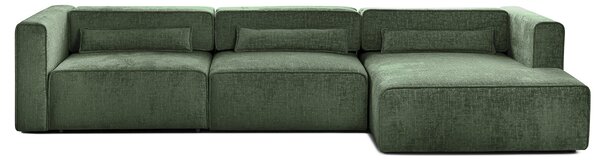 Colțar Extensibil 5 locuri ZANETTO, cu ladă de depozitare, 340x157x70 cm, Verde-Onyx / Dreapta