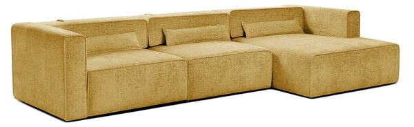 Colțar Extensibil 5 locuri ZANETTO, cu ladă de depozitare, 340x157x70 cm, Galben-Onyx / Dreapta
