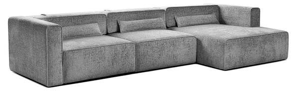 Colțar Extensibil 5 locuri ZANETTO, cu ladă de depozitare, 340x157x70 cm, Gri-Onyx / Dreapta