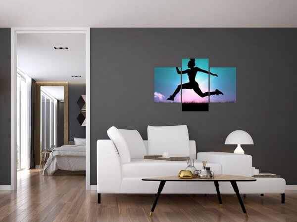 Tablou cu silueta feminină sărind (90x60 cm)
