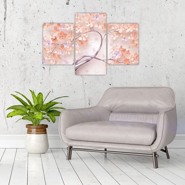 Tablou florilor de pom din coral - abstract (90x60 cm)
