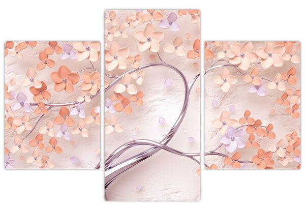 Tablou florilor de pom din coral - abstract (90x60 cm)