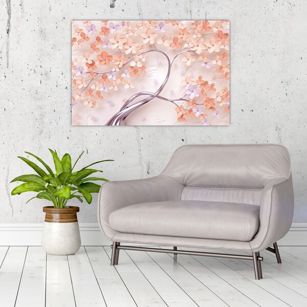 Tablou florilor de pom din coral - abstract (90x60 cm)