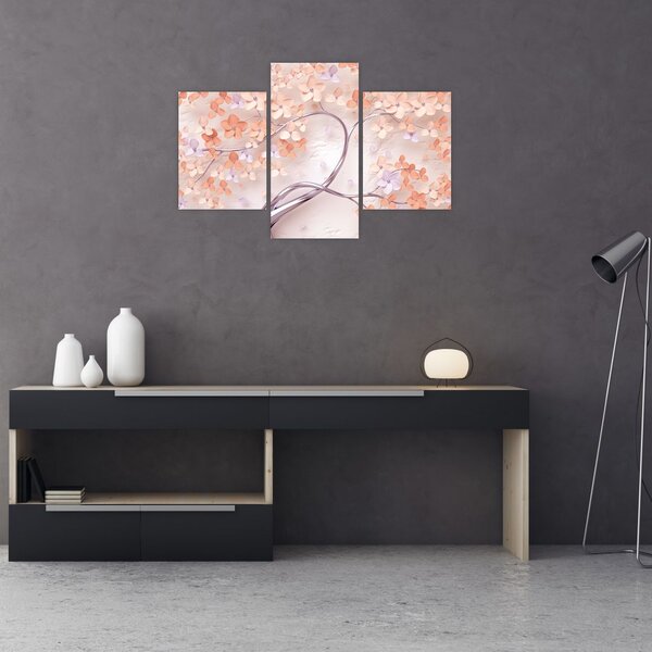 Tablou florilor de pom din coral - abstract (90x60 cm)