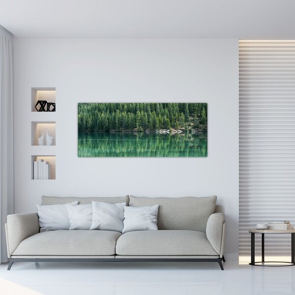 Tablou - Coniferi lângă lac (120x50 cm)
