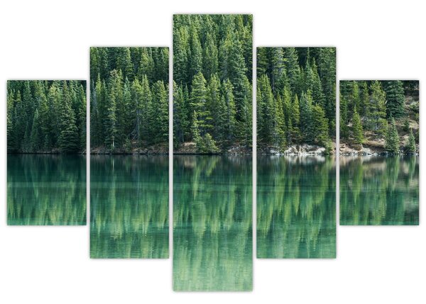 Tablou - Coniferi lângă lac (150x105 cm)