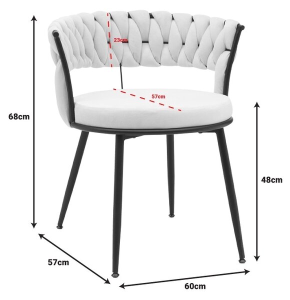 Scaun catifea Alkia Pako World Negru 60x57x68 cm
