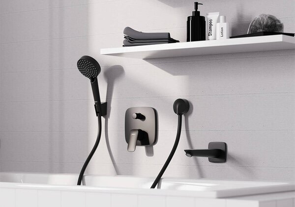 Baterie cada - dus, Hansgrohe, Logis, parte vizibila, negru mat