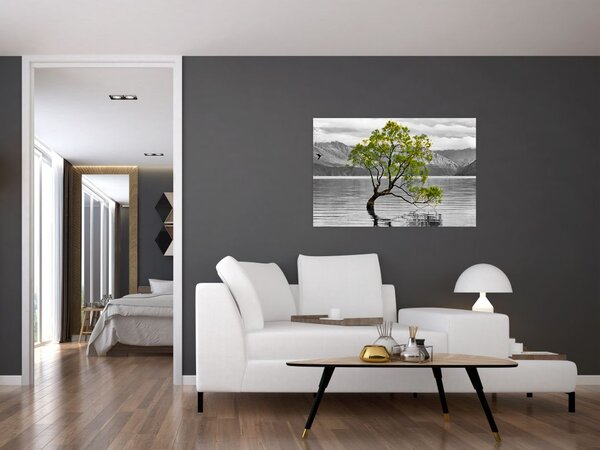Tablou copacului în mijlocul lacului (90x60 cm)