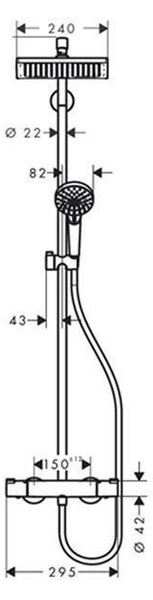Coloana dus cu baterie si termostat Hansgrohe, Crometta E 240, crom