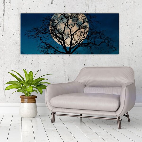Tablou copacului cu lună plină (120x50 cm)