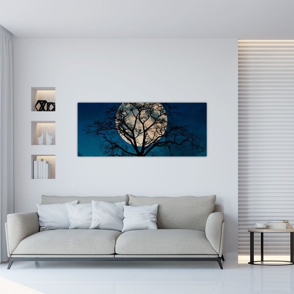 Tablou copacului cu lună plină (120x50 cm)