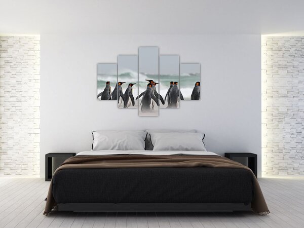 Tablou pinguini în ocean (150x105 cm)