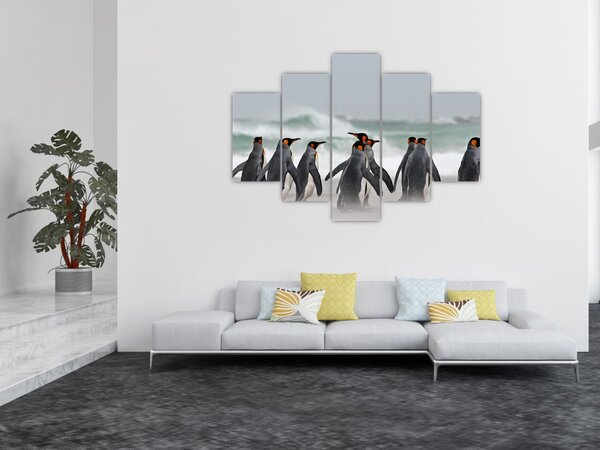 Tablou pinguini în ocean (150x105 cm)