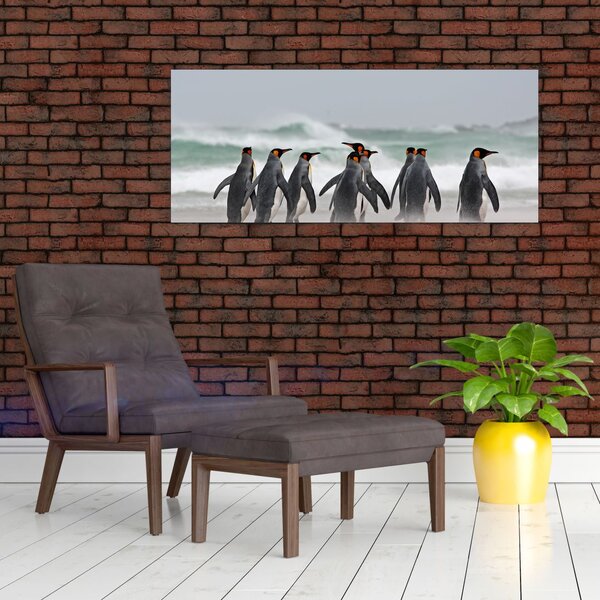 Tablou pinguini în ocean (120x50 cm)
