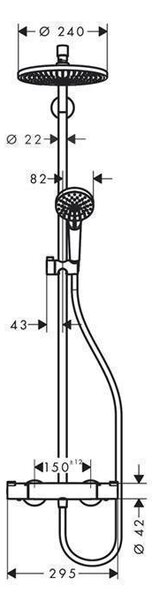 Coloana dus cu baterie si termostat, Hansgrohe, Crometta S240, crom
