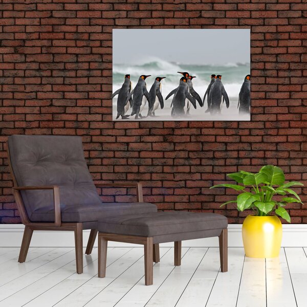 Tablou pinguini în ocean (90x60 cm)