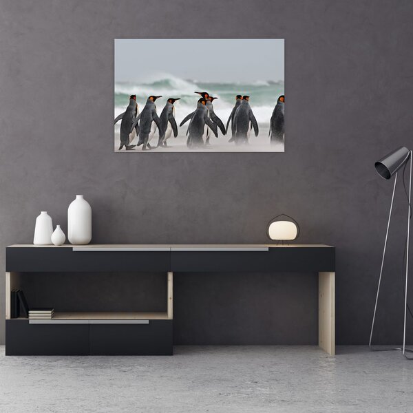 Tablou pinguini în ocean (90x60 cm)