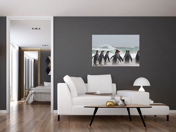 Tablou pinguini în ocean (90x60 cm)