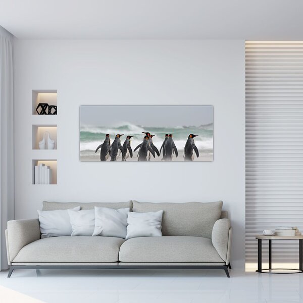 Tablou pinguini în ocean (120x50 cm)