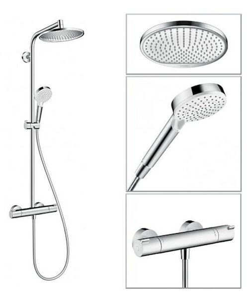 Coloana dus cu baterie si termostat, Hansgrohe, Crometta S240, crom