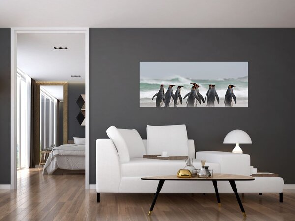 Tablou pinguini în ocean (120x50 cm)