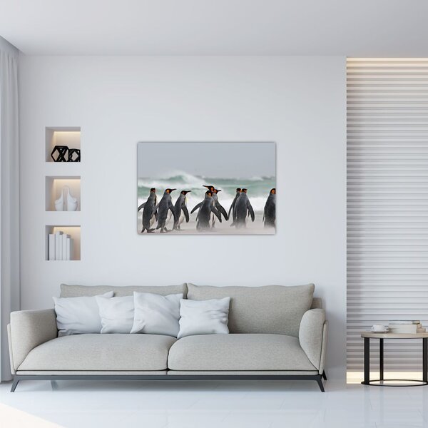 Tablou pinguini în ocean (90x60 cm)