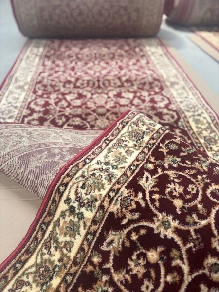 Traversa Hol, Model Clasic 1555 210, Festonata, Latime 100 cm, Rosu 100 x 200