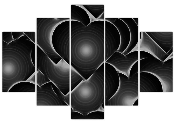 Tablou cu inimile alb - negre (150x105 cm)