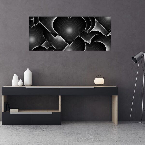 Tablou cu inimile alb - negre (120x50 cm)