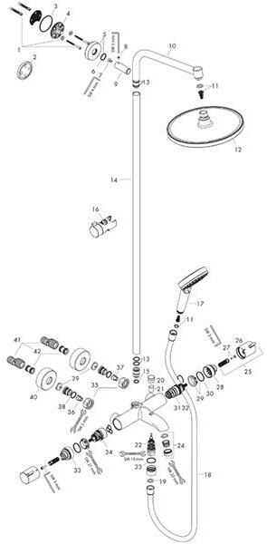 Coloana dus cu baterie si termostat Hansgrohe, Crometta S 240 1jet, cu pipa cada