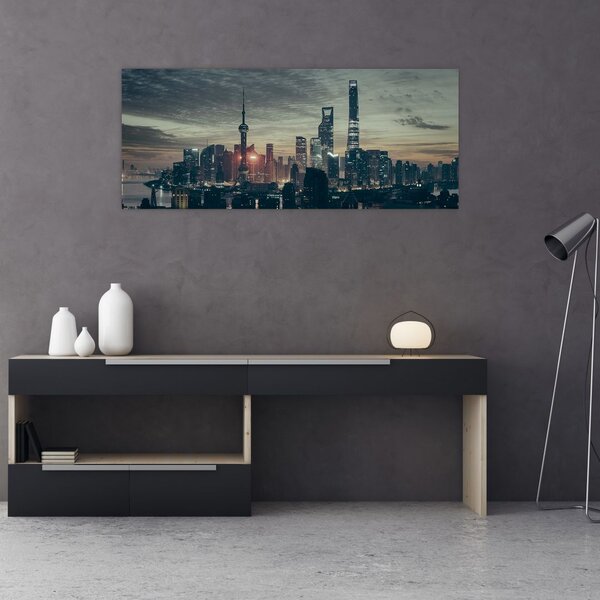 Tablou cu orașul în amurg (120x50 cm)
