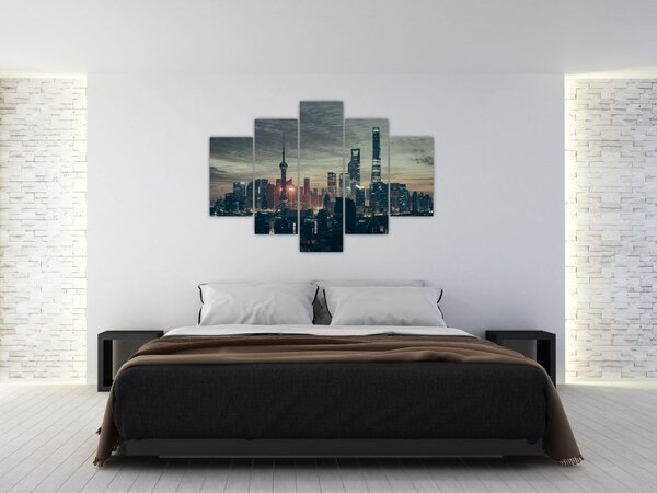 Tablou cu orașul în amurg (150x105 cm)