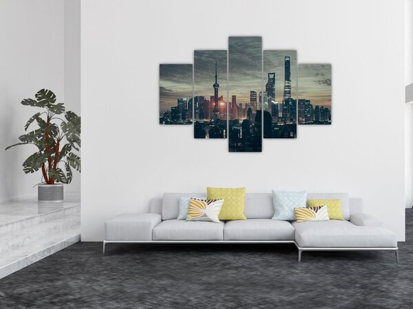 Tablou cu orașul în amurg (150x105 cm)
