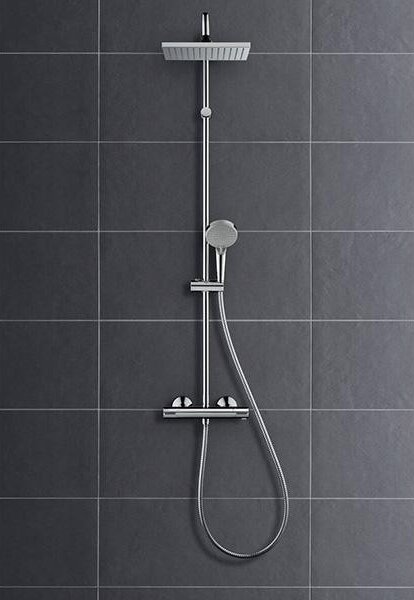 Coloana dus cu baterie si termostat Hansgrohe, Vernis Shape 230, crom