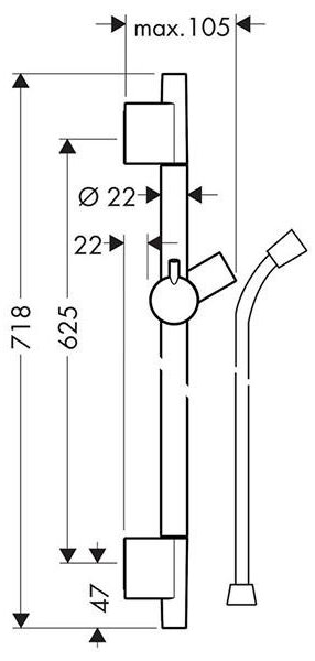 Bara de dus, Hansgrohe, Unica S Puro, cu furtun, 65 cm, bronz periat